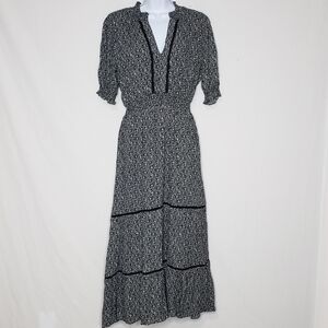 Evereve Roan + Ryan Blake Floral Smock Tiered Midi Dress Size M Boho Cottagecore